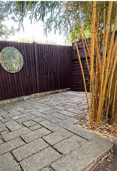 Garden patio before cleaning