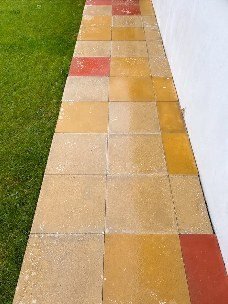 Tiled garden path after cleaning